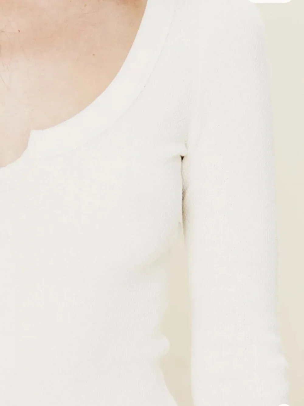 Free People Kombucha Cuff Thermal Top Ivory Waffle Knit Crochet Women's Medium